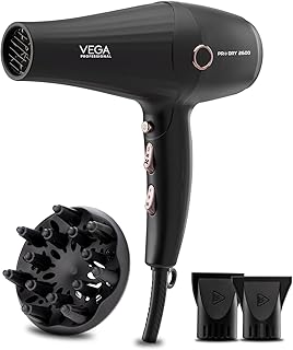 VEGA PROFESSIONAL Pro Dry 2600 Hair Dryer for Salon Professionals & Every Day Styling at Home| Combination of 4 Heat & 2 Speed Settings (VPPHD-11)