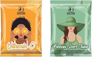 Pakdee Vitamin-C and Korean Glass Shine 6 Steps Facial Kit, Moisturizes and Illuminates Skin