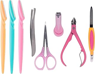 AASA Eyebrow Touch Up Hair Removing Face Razor With Manicure Kit And Makeup Brush set Combo Pack For Girls And Women’s Gift item (Facial Razor With Ma