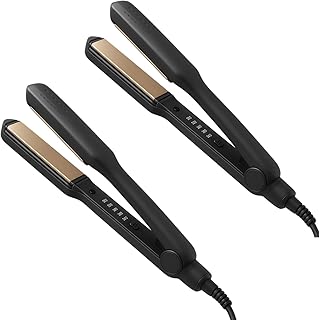Womens 329 Professional Hair Straightener Flat Iron with Adjustable Temperature Control & Ceramic Plates Black