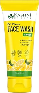 Kashni Herbal Oil Clear Face Wash with Lemon Extract for Oily & Combination Skin | Brightening & Oil Control | 100ml Tube | Pack of 2
