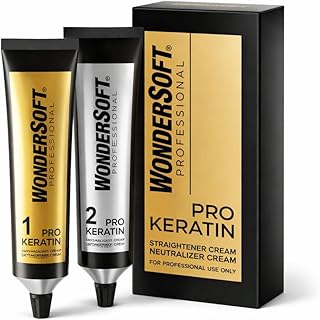 Wondersoft Professional Pro Keratin Hair Straightener Cream with Neutralizer, Set of 2