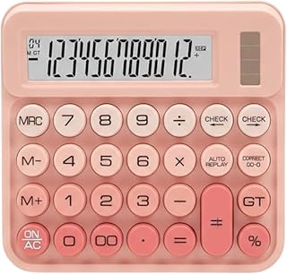 Blue Tick CandyPop Calculator - Dual Power Solar & Battery with Retro Design & Large Candy Buttons (Pink)