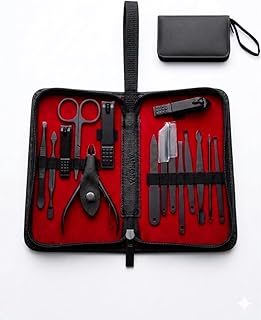 Premium Quality 15 Pcs Nail Clippers Set, Professional Pedicure Kit Stainless Steel Nail Scissors Travel & Grooming Kit Manicure Set Includes Cuticle