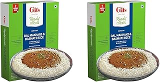 Gits Ready to Eat Basmati Rice + Dal Makhani Combo Meal, Pure Veg, Heat and Eat, 375g (Pack of 2)
