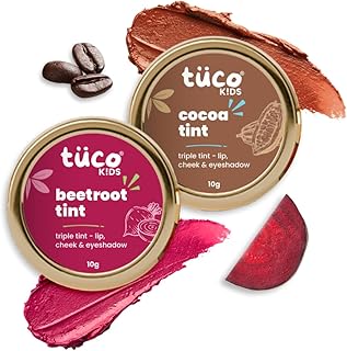 Tuco® Kids Red Beetroot & Brown Cocoa Nourishment Lip Tint for Cheek & Eyeshadow for Ages 3+ Kids, Paraben & Sulphate Free - 10 gm Each (Combo Pack)