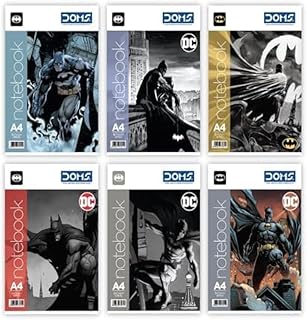 DOMS Single Line Notebook | A4 DC Series| 29.7 X 21 CM | BATMAN Series| Soft cover pinning Binding | 172 Pages | For Students In School & Colleges | P