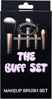 Fashion Colour The Buff Set 5-Piece Makeup Brush Set | Cruelty-Free, Vegan & Recyclable Brushes | Powder, Eyeshadow, Angled Contour, Eyebrow & Eyeshad