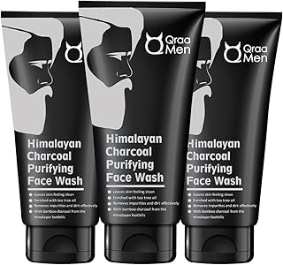 QRAA Men Himalayan Charcoal Purifying Face Wash|Pack of 2 | For Deep Cleansing Of Pores| Removes Dirt, Controls Oil| (100GM X 2)
