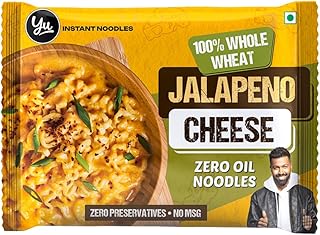 Yu 100% Whole Wheat Jalapeno Cheese Instant Noodles - Zero Preservatives Oil Maida & MSG - Atta Noodles in 6 Mins - Veg - 70g