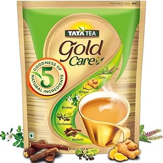 Tata Tea Gold Care 1kg, Rich in Taste, Goodness of Elaichi, Ginger, Tulsi, Brahmi & Mulethi, Black Tea, Loose Leaves