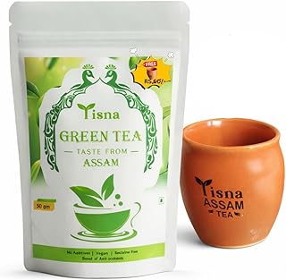Tisna BOPSM Assam Green Tea – 100% Natural, Fresh & Aromatic Loose Leaf Tea | Rich in Antioxidants, Boosts Metabolism & Promotes Wellness (50g) I with