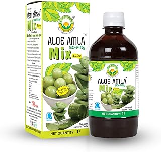 Basic Ayurveda Aloe Amla Juice 1L | Organic 50-50 Aloe Vera & Amla Ayurvedic Juice for Immunity, Digestion, Skin & Detox Support | No Added Sugar | Na
