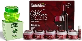 NutriGlow Wine Facial Kit for Women for Glowing Skin And Tan Removal, 6-Pieces Skin Care Set with Aloe Vera Gel