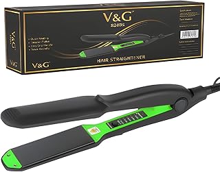 Hair Straightener With Ceramic Plates Digital Display Model 8240S Black With Green Accents Fast Heating Styling Tool For Smooth Frizz Free Hair Profes