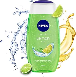 NIVEA Lemon and oil 500ml Body Wash| Shower Gel with Scent of Lemon and Care Oil | Pure Glycerin for Instant Soft & Summer Fresh Skin|Microplastic Fre