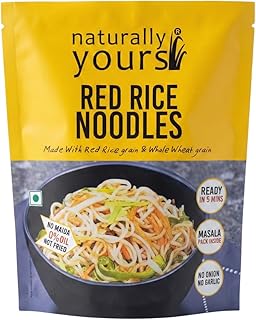Naturally Yours Red Rice Hakka Noodles | No Maida, Non-Fried, Vegan, Preservative Free | No Onion No Garlic, Jain Friendly | High Iron, Antioxidants &