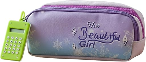 SIYA Cute Mini Calculator Keychain with Glitter Purple Pencil Case & Maze Game, Kids School Stationery Set for Girls & Students Pack of 1 (Purple)