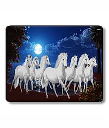 7 Running White Horses Wall Photo frame ? Moonlight Ocean Scene | Motivational Vastu Decorative Artwork