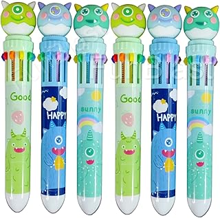 FunBlast 10 In 1 Pens For Kids Blue Ball Pen Set For School & Office - Cartoon Pen For Office, School Stationery Items For Kids - Stationary Kit, Stat