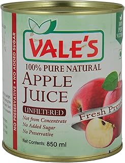 Apple Juice Pure Unfiltered 100% Natural-No Added Sugar-Not From Concentrate-Prepared From Fresh Pressed Apples 850 Ml