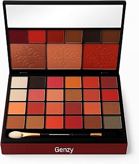 Genzy All-in-One Makeup Kit for Women & Girls | 24 Eyeshadow Palette with Brush, Blush, Contour, Highlighter & Mirror | Full Face Makeup Combo Set, Wa