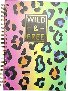 Spiral Notebook A4 Size | Golden Wiro Notebook with Quote (Wild & Free) | 200 Ruled Pages (80GSM) | Spiral Diary | Hardcover Wirebound Journal | Gift