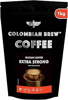 COLOMBIAN BREW COFFEE Colombian Brew Strong Instant Coffee Powder, 60-40 South Indian, 1kg Hotel Pack
