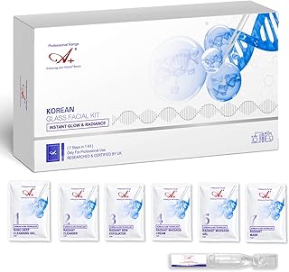 A+ Professional 7-Step Monodose Korean Glass Facial Kit with Booster Serum | Delivers Instant Glow & Radiance | Infused with Hyaluronic Acid, Niacinam