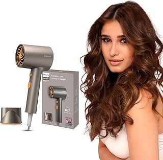 Philips India's No.1 Hair Styling Brand - Glass like Shine Hair Dryer | 1600W | 4 Heat x Speed Modes | 30M Negative ions | Travel-Friendly | For India