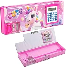 SHAKTISM Cartoon Theme Pencil Box for Kids with Calculator & Sharpener | Multifunction Pencil Case with Storage Compartments | Cute School Pencil Box