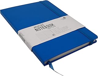 BRUSTRO Classic Series A5, 70gsm Paper, 96 Sheets,Blue Lightweight Notebook Diary with Sturdy hardcover, Elastic Closure Strap, Handy Pocket, Versatil