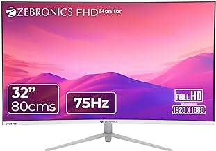 ZEBRONICS AC32FHD LED Curved 75Hz 80Cm (32") (81.28 Cm) 1920x1080 Pixels FHD Resolution Monitor with HDMI + VGA Dual Input, Built-in Speaker, Max 250