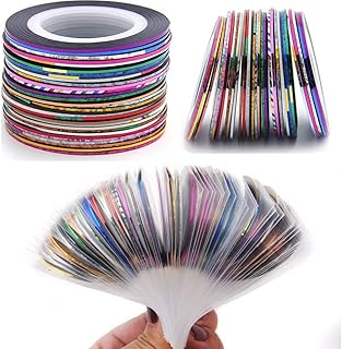 (Set of 22) 20pc Nail Striping Tape With 2pc French Manicure Nail Art Tip Sticker Nail Stripping Tape Line, Multicolor Rolls Striping Tape Line Nail A