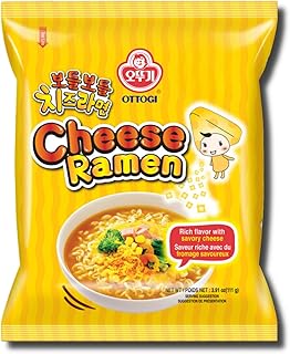 Ottogi Cheese Ramen Korean Style Instant Noodles Rich Flavor with Savory Cheese 111gm, Pack of 2 (222g) | Veg & Authentic Korean Ramen Noodles | The P