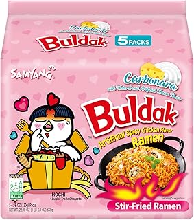 SAMYANG Hot Chicken Flavor Ramen Buldak Carbonara Noodles, Pack of 5 Pounds, 650 Gram (Ven-Vnd15-140)