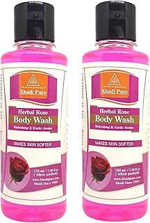 Khadi Pure Herbal Rose Body Wash, 210 ml (Pack of 2)