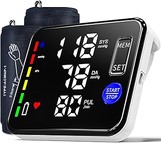 Blood Pressure Monitor Upper Arm Blood Pressure Monitors for Home Use with 9"-17" and 15"-21.7" Bp Cuff, Large Screen Rechargeable Bp Machine, 2x120 M