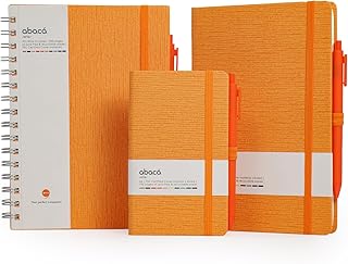 COMMA Abaca Combo with Pen | A5 Size Hard Bound, A5 Size Wire-O-Bound Notebook and A6 Size Pocket Notebook | 192 Pages ( A5 HB & A6 HB ) and 200 Pages