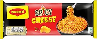 MAGGI Spicy Cheesy Instant Noodles with Seasoning | Yummy Cheese Meets MAGGI Noodles | Pack of 4, 304g