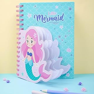 Mermaid Shaped Notebook for Kids | Cute Spiral Hardcover Diary | Mermaid Theme Writing Journal with 168 Ruled Pages | Stationery Gift for Girls (A5 Si
