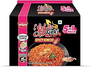 Nissin Geki Korean Ramen Spicy Kimchi Instant Noodles 5 in1, 400gm