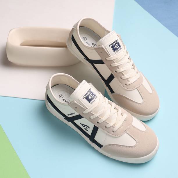 SM 4012 Sneakers for Men Stylish Cream Lace-Up Sneakers...