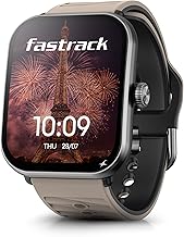 Fastrack MYND 1.93” AMOLED Display Smartwatch for Men & Women with AI Watch Faces,AI Chat,Offline Voice Commands,Curved Metallic Design,Functional Cro