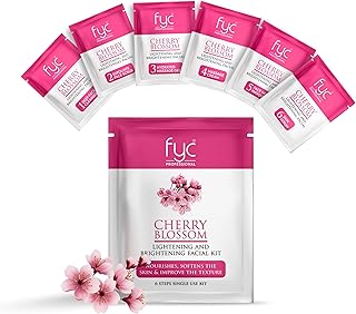 FYC PROFESSIONAL Cherry Blossom Lightening & Brightening Facial Kit | 6 Step Facial Kit for Glowing Skin, 55g