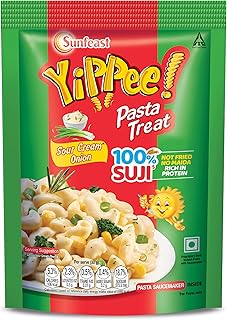 Sunfeast Yippee! Pasta Treat | Sour Cream Onion | Soft & Creamy Pasta | Instant Made with Suji/ Rava,Vegetarian, 70gm/74.7gm(Weight may vary)
