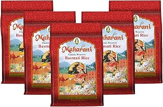 Maharani Classic Reserve Basmati Rice | Pack of 5 (1 kg Each, Total 5 kg) | Extra Long Grain, Naturally Aged & Steam-Cooked | Ideal for Biryani & Pula