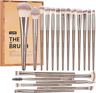 MAANGE Makeup Brushes 20Pcs Makeup Brush Set Premium Synthetic Foundation Face Powder Blush Concealers Make Up Brushes Sets with Gift Box?Champagne)