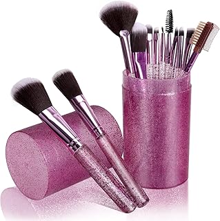 Travel Makeup Brushes Set with Case, 12pcs Professional Make Up Brush for Foundation Blush Powder Eyeshadow Blush Eyebrow Lip Etc. Portable Storage Bo