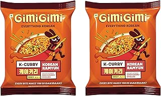 GIMI GIMI - K-Curry | Veg Korean Noodles | Authentic Korean-Style Instant Noodles | 125g Each (Pack of 2)